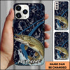 Joycorners Fishing Dark Water Topographic Pattern Personalized Name Phone Case (10 Fish Species)