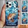Joycorners Fishing Phone Case Blue Water Splash Fish Art Personalized Name 3D Phone Case (10 Fish Species)