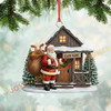 Joycorners Christmas On Farm Santa & Cows Ornament, Custom Name Acrylic Ornament (8 Breed Options)