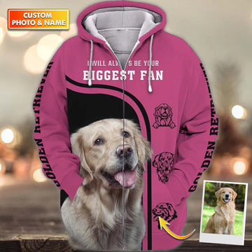 Joycorners Golden Retriever Biggest Fan 3D Custom Name And Dog Full Print Shirts