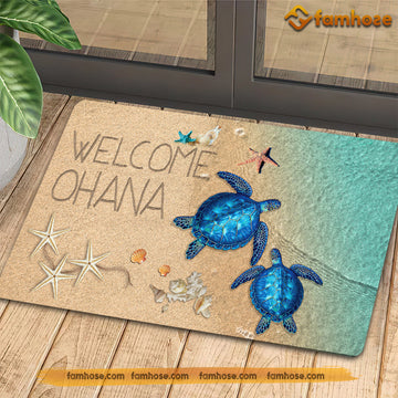 Joycorners Turtle Doormat, Welcome Ohana Gift For Turtle Lovers, New Home Gift, Housewarming Gift, Turtle Decor LM0210