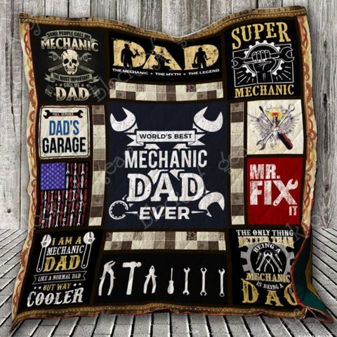 Joycorners World’s Best Mechanic Dad Ever Quilt Blanket Great Customized Gifts For Birthday Christmas Thanksgiving Father’s Day Perfect Gifts For Mechanic