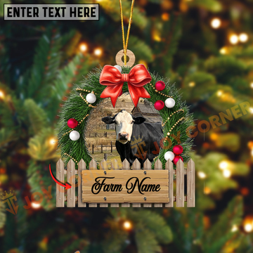 Joycorners Black Baldy Christmas Wreath Custom Shape Acrylic Ornament