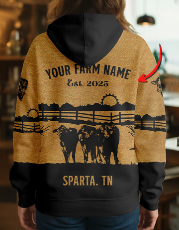Joycorners Droughtmaster Farm Life Ranch Coir Pattern Personalized Name, Farm Name Unisex 3D Hoodie