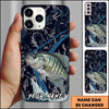 Joycorners Fishing Dark Water Topographic Pattern Personalized Name Phone Case (10 Fish Species)