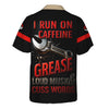 Joycorners Custom Name Mechanic T-Shirt, I Run On Caffeine Grease Loud Music & Cuss Words, Funny Skull Graphic Tee for Auto Repair, Garage, Car Lovers PT2609