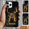 Joycorners Artist Hunting Deer Golden Orange Splatter Paint Black Background Personalized Name Phone Case