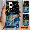 Joycorners Fishing Phone Case Dynamic Water Splash Black Gold Line Personalized Name Phone Case (8 Fish Species)