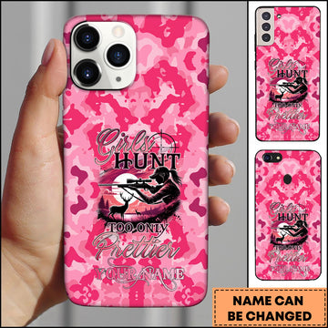 Joycorners Artist Hunting - Girls Hunt Too Only Prettier Sniper Pink Camo Personalized Name Phone Case