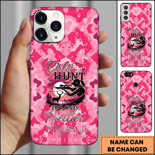 Joycorners Artist Hunting - Girls Hunt Too Only Prettier Sniper Pink Camo Personalized Name Phone Case