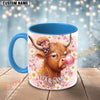 Joycorners Ginger Highland Cow Bubblegum Flower Glasses Personalized Mug