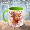 Joycorners Ginger Highland Cow Bubblegum Flower Glasses Personalized Mug