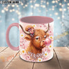 Joycorners Ginger Highland Cow Bubblegum Flower Glasses Personalized Mug