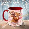 Joycorners Ginger Highland Cow Bubblegum Flower Glasses Personalized Mug