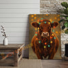 Joycorner Red Angus Cow Christmas Lights 3D Wrapped Canvas