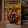 Joycorner Red Angus Cow Christmas Lights 3D Wrapped Canvas