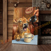 Joycorners Cattle Cow Funny Jersey Cow Drinking Coffee In Diner Personalized Name Canvas