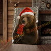 Joycorner Cute Christmas Bear With Santa Hat Eating Candy – Winter Forest Scene 3D Wrapped Canvas