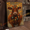 Joycorner Red Angus Cow Christmas Lights 3D Wrapped Canvas