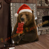 Joycorner Cute Christmas Bear With Santa Hat Eating Candy – Winter Forest Scene 3D Wrapped Canvas