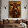 Joycorner Red Angus Cow Christmas Lights 3D Wrapped Canvas