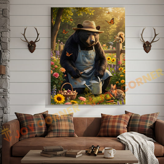 Joycorners Spring Garden Bear Nature Illustration Canvas