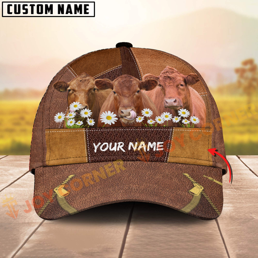 Joycorners Brown Cow Farm Customized Name 3D Cap