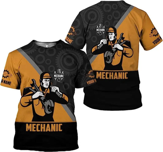 Joycorners Custom Mechanic Shirt, T-Shirt for Repair Workers, Gear and Tool Design, Perfect Gift for Mechanics PT2609