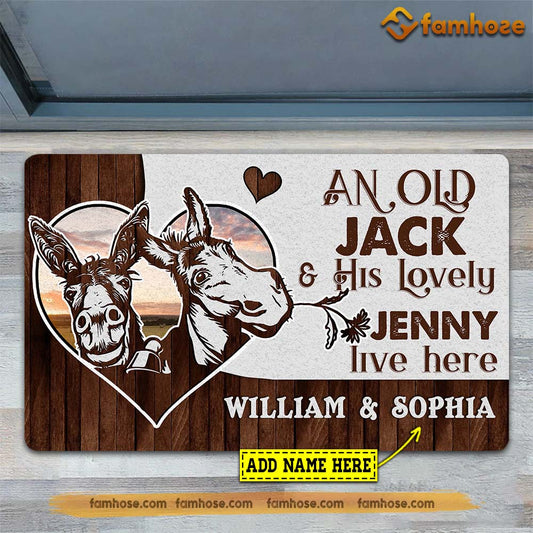 Joycorners Personalized Donkey Doormat, An Old Jack His Lovely Jenny Live Here Gift For Donkey Lovers, New Home Gift, Housewarming Gift, Donkey Decor LM0210