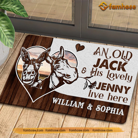 Joycorners Personalized Donkey Doormat, An Old Jack His Lovely Jenny Live Here Gift For Donkey Lovers, New Home Gift, Housewarming Gift, Donkey Decor LM0210