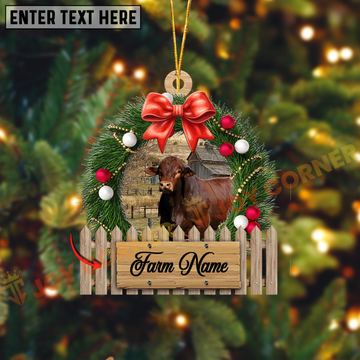 Joycorners Beefmaster Christmas Wreath Custom Shape Acrylic Ornament