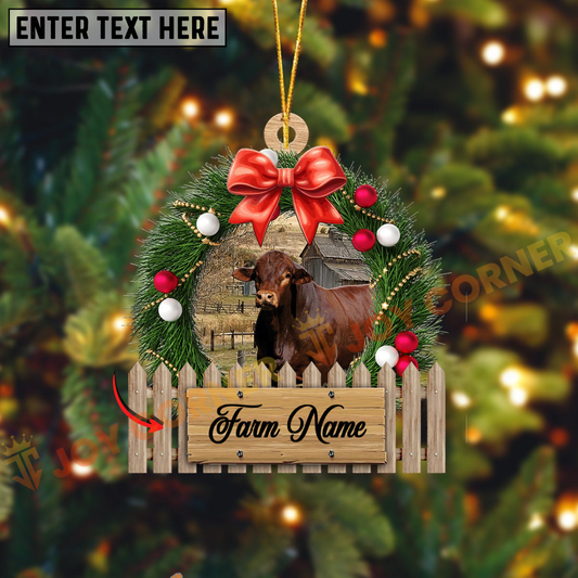 Joycorners Beefmaster Christmas Wreath Custom Shape Acrylic Ornament