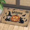 Joycorners Interesting Halloween Doormat, Gnome, Black Cat, and Pumpkin Doormat For Home Decor Housewarming Gift, Welcome Mat Gift For Halloween Lovers LM0210