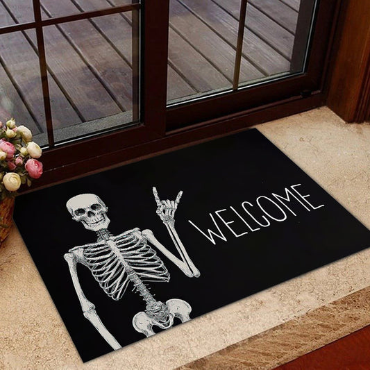 Joycorners Funny Halloween Doormat, Skeleton Welcome, Doormat For Home Decor Housewarming Gift, Welcome Mat Gift For Halloween Lovers LM0210