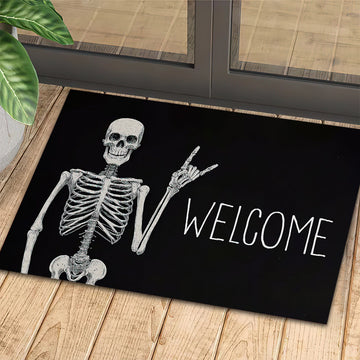 Joycorners Funny Halloween Doormat, Skeleton Welcome, Doormat For Home Decor Housewarming Gift, Welcome Mat Gift For Halloween Lovers LM0210