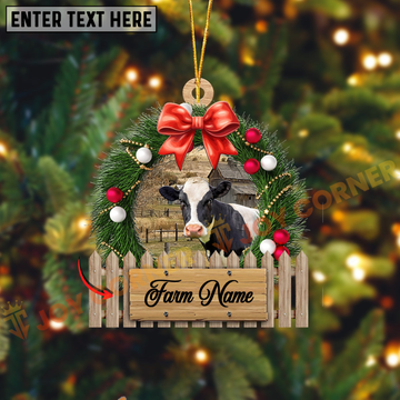 Joycorners Holstein Christmas Wreath Custom Shape Acrylic Ornament