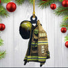 Joycorners Captain Firefighter Christmas Ornament, Custom Firefighter Uniform & Hat Acrylic Ornament for Firefighter 2D Flat LM1811