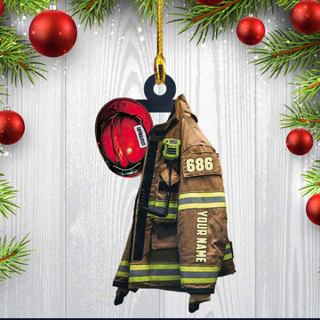 Joycorners Lieutenant Firefighter Uniform Christmas Ornament, Custom Acrylic Firefighter Ornament for Him 2D Flat LM1811