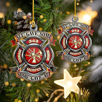 Joycorners All Gave Some Gave All Firefighter Logo Ornament, Acrylic Flat Firefighter Keychain 2D Flat LM1811