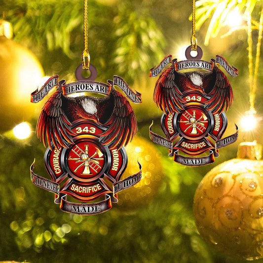 Joycorners All Gave Some Gave All Firefighter Logo Ornament, Acrylic Flat Firefighter Keychain 2D Flat LM1811
