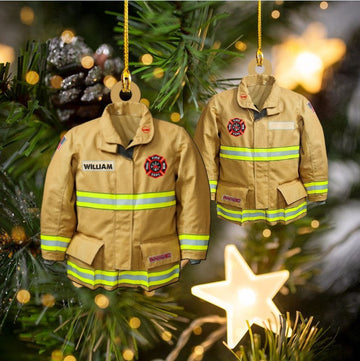 Joycorners Custom Name Firefighter Uniform Acrylic Christmas Ornament for Firefighter 2D Flat LM1811