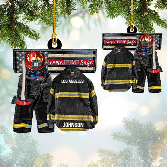 Joycorners Customized Firefighter Uniform Full Set Ornament, Come Home Safe Acrylic Ornament for Home 2D Flat LM1811