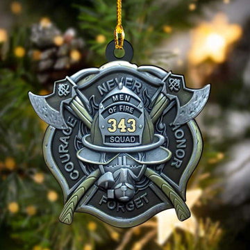 Joycorners Customized Firefighter Axe Logo Ornament for Fireman, Firefighter Christmas Acrylic Ornament for Him 2D Flat LM1811