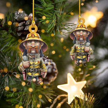 Joycorners Old Firefighter Christmas Ornament for Old Firefighter, Gift for Father Acrylic Firefighter Ornament 2D Flat LM1811