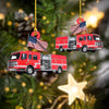 Joycorners Firefighter Truck Christmas Ornament for Fireman, Flat Acrylic Ornament for Firefighter 2D Flat LM1811
