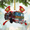 Joycorners Firefighter Truck Christmas Ornament for Fireman, Flat Acrylic Ornament for Firefighter 2D Flat LM1811