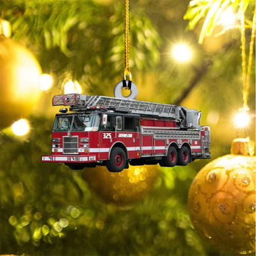 Joycorners Personalized Firefighter Truck Acrylic Ornament for Fireman, Christmas Firefighter Ornament 2D Flat LM1811