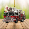 Joycorners Christmas Firefighter Truck Custom Shaped Acrylic Ornament for Firefighter 2D Flat LM1811