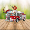 Joycorners Christmas Firefighter Truck Custom Shaped Acrylic Ornament for Firefighter 2D Flat LM1811