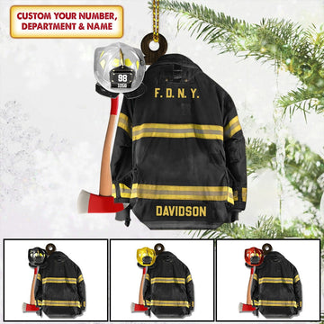 Joycorners Personalized Firefighter Black Armor Custom Shaped Acrylic Ornament Two Sides 2D Flat LM1811